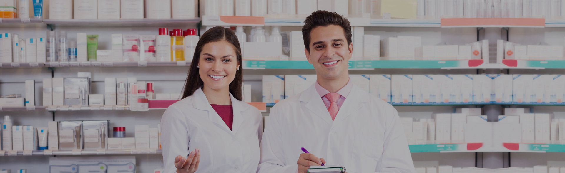 Male and female pharmacist